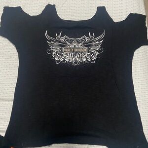 Harley-Davidson Black Tee with Silver Winged Emblem